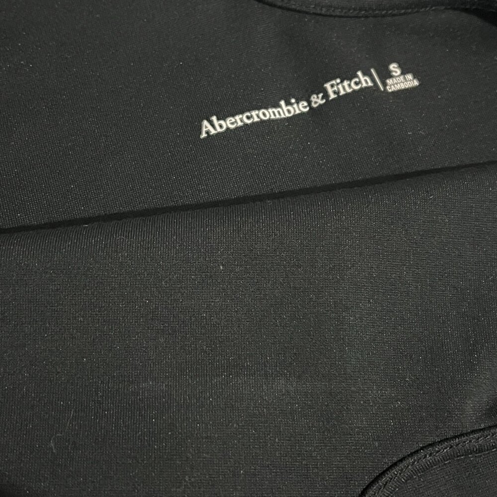 Abercrombie & Fitch Asymmetrical One-Shoulder Ponte Mini Little Black Dress - Picture 4 of 7